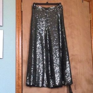 Zara Black Sequin Midi Skirt